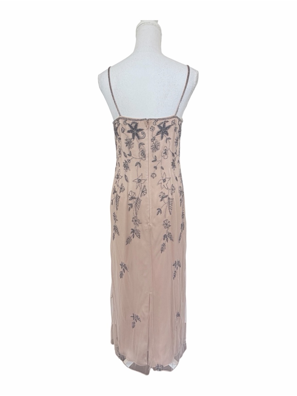 Vintage Rickie Freeman for Teri Jon Blush Pink Beaded Maxi Dress Size 8 - Picture 2 of 7